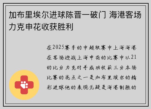 加布里埃尔进球陈晋一破门 海港客场力克申花收获胜利